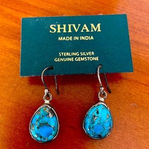 Blue copper and turquoise earrings